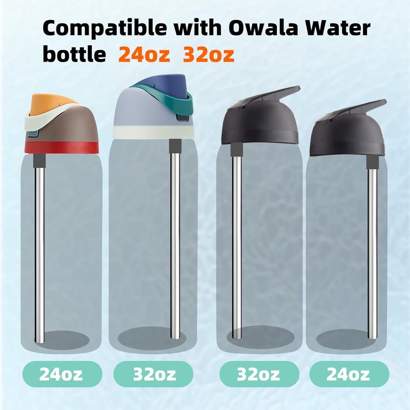 YOUCOX Straw Replacement for Owala Water Bottle 24 oz 32 oz, Reusable Stainless Steel Straws with 1 Cleaner Brush, BPA-free Dishwasher Safe Accessories Compatible with Owala Water Bottle - Image 3